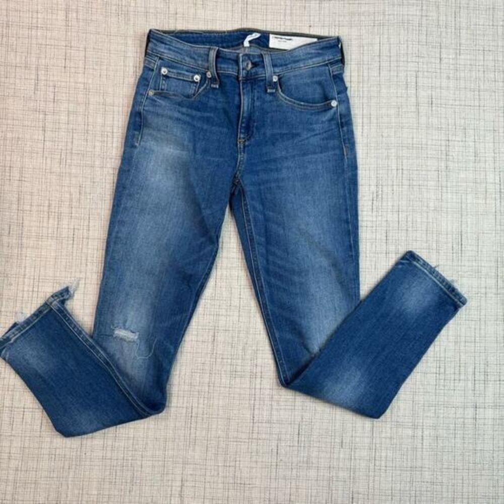 rag & bone Cate Mid-Rise Skinny Slim Fit‎ Mid Indigo Jean Hazy Daze Size 25